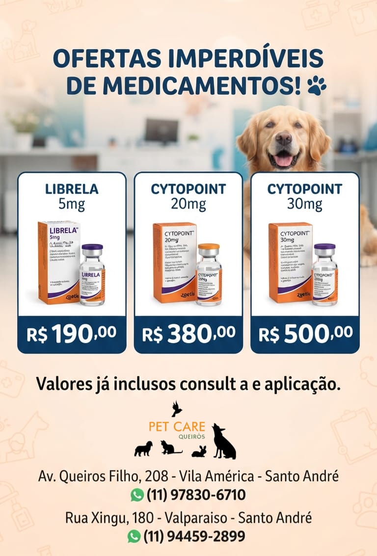 Ofertas de Medicamentos — Librela e Cytopoint — oferta na PetCare Queirós